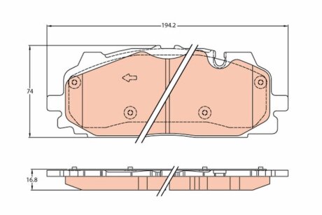 Комплект гальмівних колодок з 4 шт. дисків TRW GDB2158