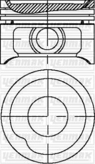 Поршень з кільцями і пальцем (размір отв. 77.60/STD) OPEL Astra F, Corsa, Combo 1,4 (1.4 NV, C1.4 NZ) YENMAK 31-03819-000 (фото 1)