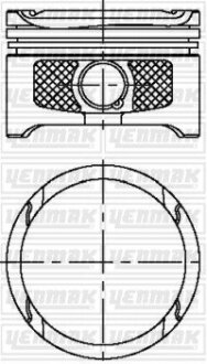 Поршень с кольцами і пальцем (размер отв. 76,51/STD) VW GOLF 1.6 16v (4цл.) (BCB) YENMAK 31-04315-000 (фото 1)