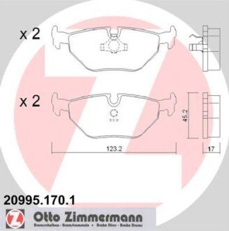 Колодки гальмівні дискові, к-кт ZIMMERMANN 209951701 (фото 1)