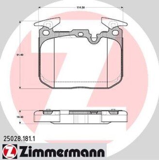 Колодки гальмівні дискові, к-кт ZIMMERMANN 250281811 (фото 1)