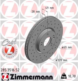 Диск гальмівний ZIMMERMANN 285.3516.52