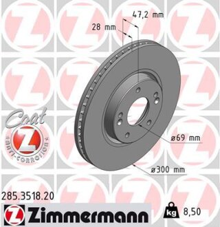 Диск гальмівний Coat Z ZIMMERMANN 285351820