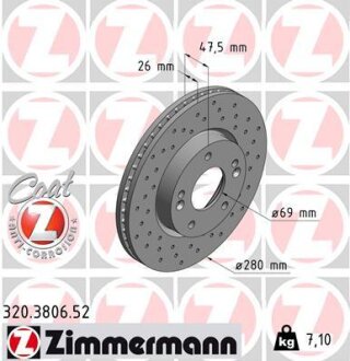 Диск гальмівний ZIMMERMANN 320.3806.52