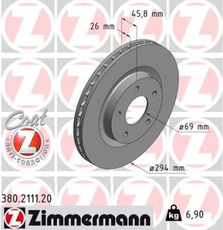 Диск гальмівний ZIMMERMANN 380.2111.20