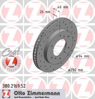 Диск гальмівний ZIMMERMANN 380.2169.52