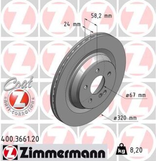 Диск гальмівний Coat Z ZIMMERMANN 400366120