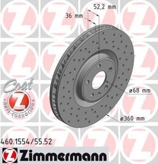 Диск гальмівний SPORT Z правий ZIMMERMANN 460155552