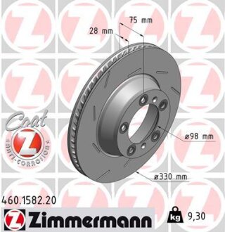 Диск гальмівний Coat Z лівий ZIMMERMANN 460158220 (фото 1)