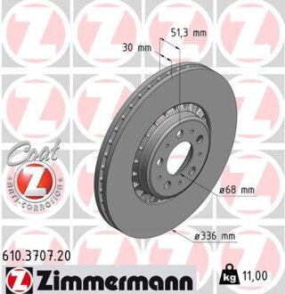 Диск гальмівний ZIMMERMANN 610.3707.20